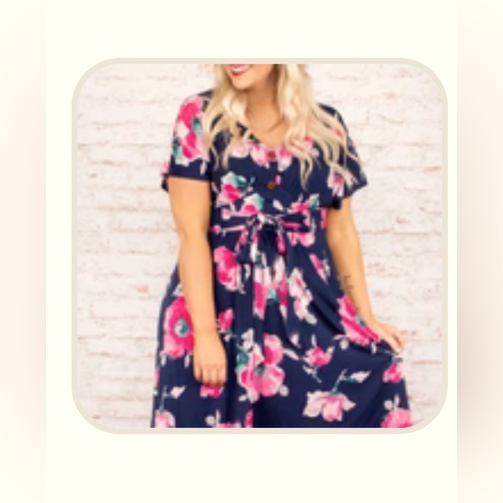 Chic Soul Honeymoon Avenue Navy Blue Floral Dress